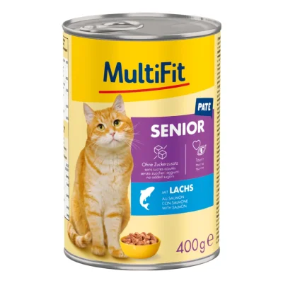 MultiFit nourriture humide pour chat senior, pâté, au saumon 6x400 g