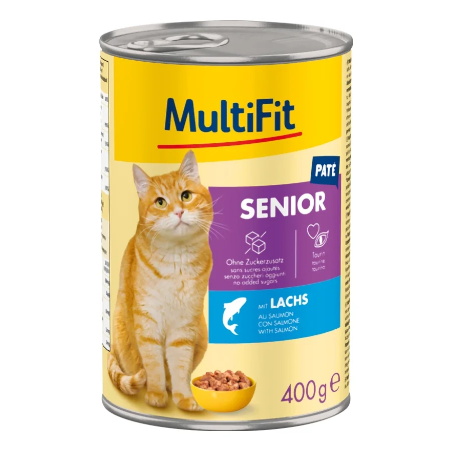 MultiFit nourriture humide pour chat senior, pâté, au saumon 6x400 g