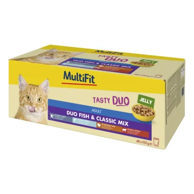 MultiFit nourriture humide pour chat Tasty Duo Adult Duo Poisson & Classic Jelly Mix Multipack 48x100 g