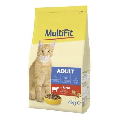 MultiFit nourriture sèche pour chat, adulte Bœuf 2x4 kg