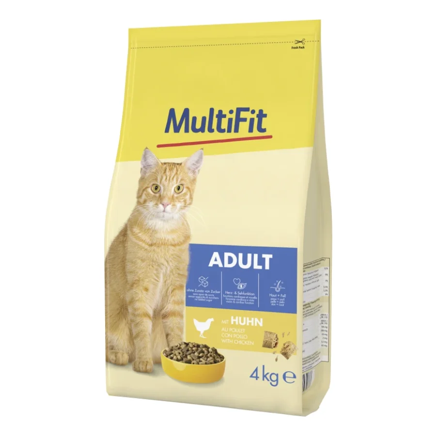 MultiFit nourriture sèche pour chat, adulte Poulet 2x4 kg