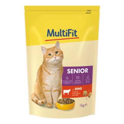 MultiFit nourriture sèche pour chat, senior, bœuf 1 kg