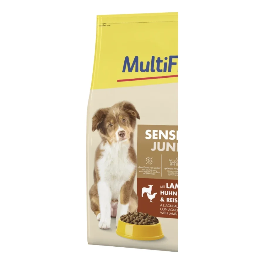 MultiFit nourriture sèche pour chien, Junior, Sensible, avec agneau, poulet & riz 12 kg