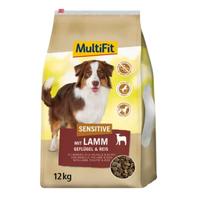 MultiFit nourriture sèche pour chien Sensitive Adult avec agneau, volaille & riz 12 kg