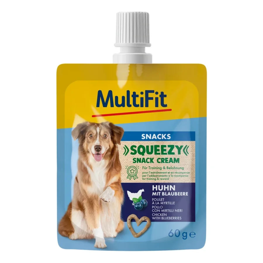 MultiFit Squeezy Snack Cream Poulet aux myrtilles 10x60 g