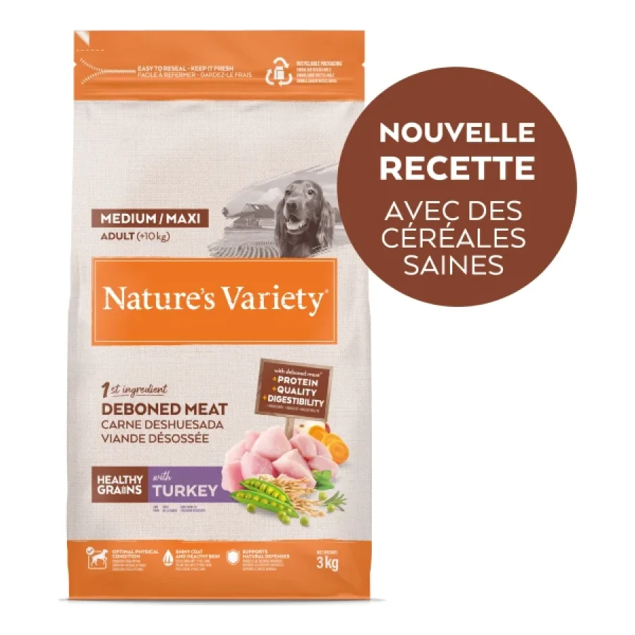 Nature's Variety Healthy Grains Adulte Med/Max Dinde 3 kg