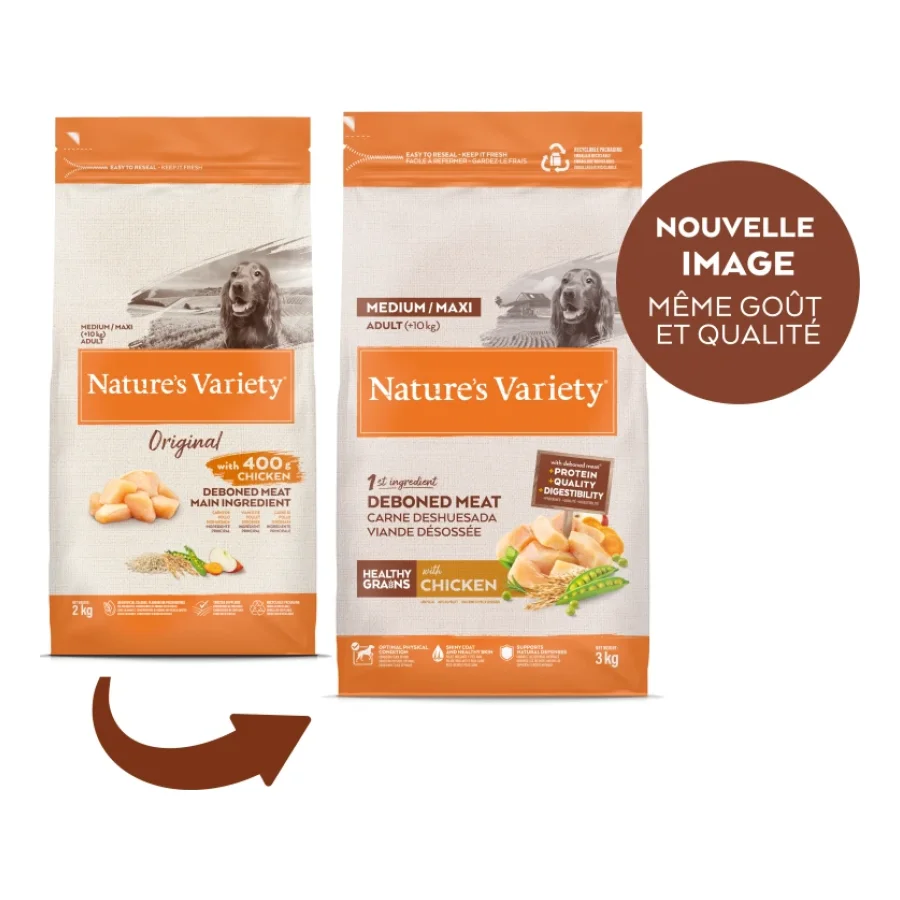 Nature's Variety Healthy Grains Adulte Med/Max Poulet 3kg