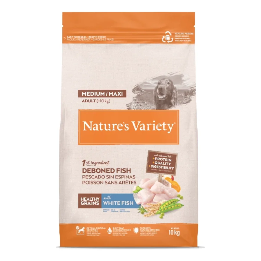 Nature's Variety Healthy Grains Med/Max Poissons Blancs 10 kg