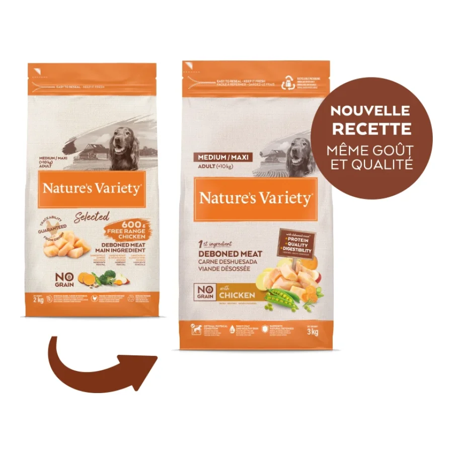Nature's Variety No Grain Adulte Med/Max Poulet 3 kg