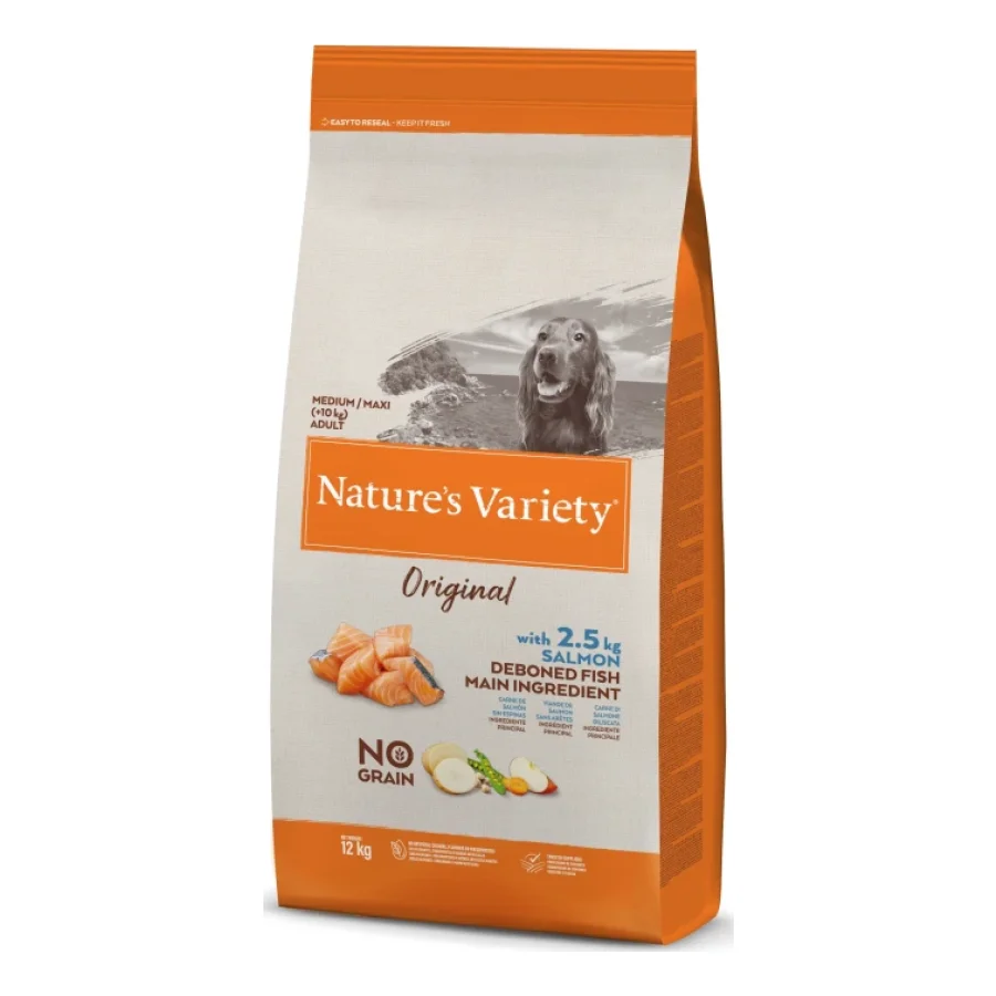 Nature's Variety Original No Grain - Croquettes pour chiens adultes avec saumon sans aretes 12kg
