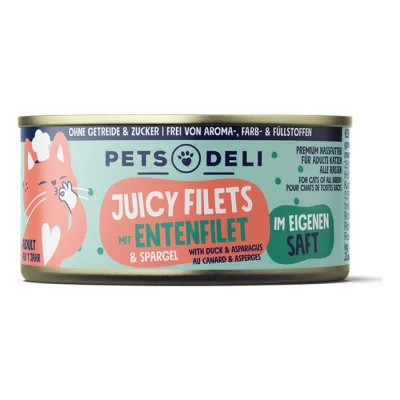 Nourriture humide pour chat Adult Juicy Filets au canard et aux asperges 12 x 70 g