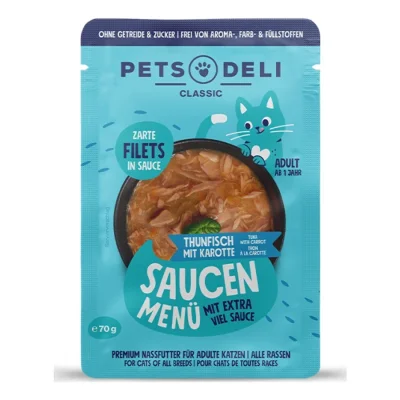 Nourriture humide pour chat Adult Saucen Menu Thon à la Carotte 12 x 70 g