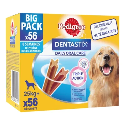 Pedigree Dentastix Bâtonnets hygiène bucco-dentaire pour grand chien 56pcs 2,160g