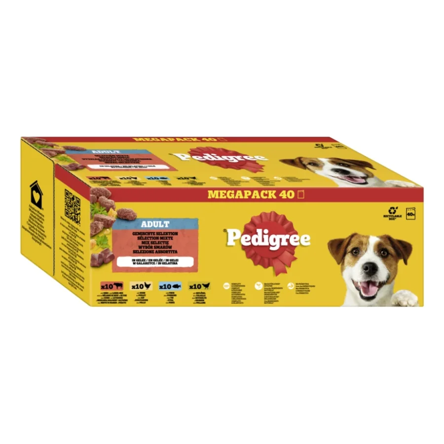 Pedigree Nourriture humide pour chien adulte, multipack, sélection mixte, en gelée 40x100 g