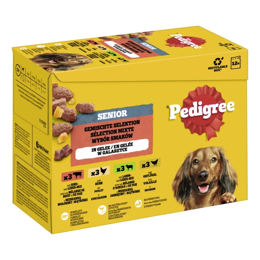 Pedigree Nourriture humide pour chien senior, multipack, sélection mixte, en gelée 12x100 g