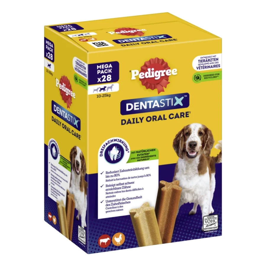 Pedigree Soin dentaire Dentastix Multipack 28 friandises pour les chiens de taille moyenne