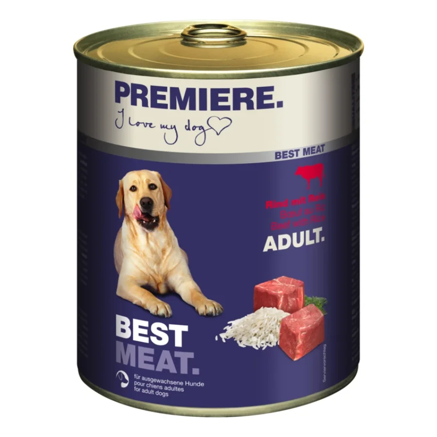 PREMIERE Best Meat nourriture humide pour chien, adulte Bœuf & Riz 12x800 g