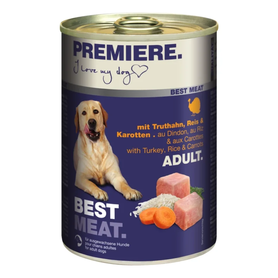 PREMIERE Best Meat nourriture humide pour chien, adulte Dinde et légumes 6x400 g