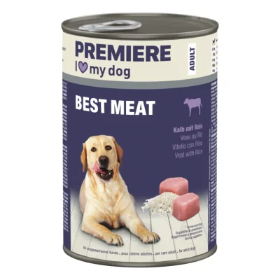 PREMIERE Best Meat nourriture humide pour chien, adulte Kalb mit Reis 6x400 g