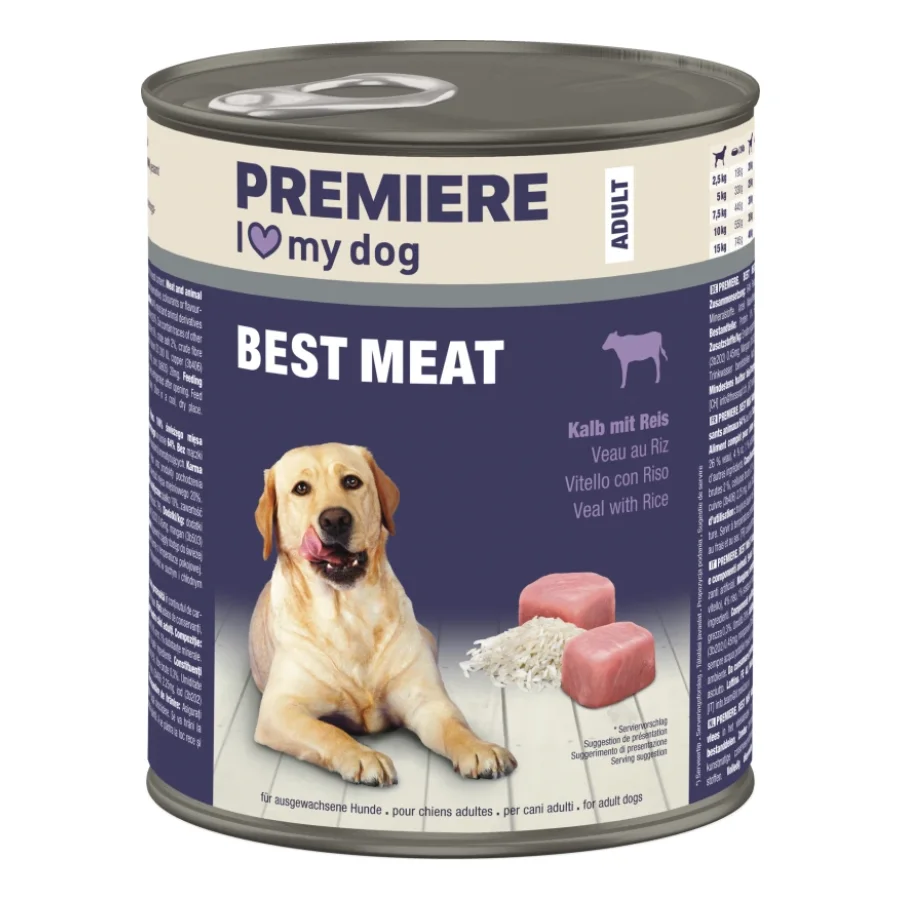 PREMIERE Best Meat nourriture humide pour chien, adulte Kalb mit Reis 6x800 g