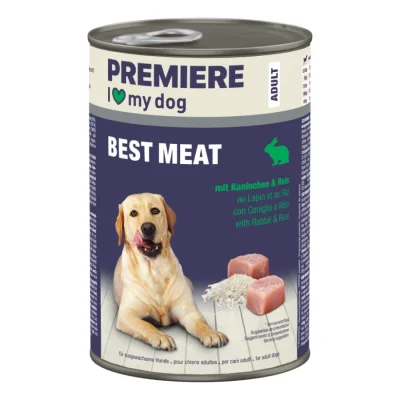 PREMIERE Best Meat nourriture humide pour chien, adulte Kaninchen und Reis 6x400 g