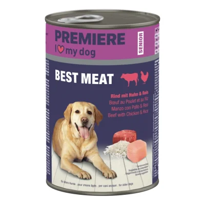 PREMIERE Best Meat nourriture humide pour chien, senior Bœuf au poulet et riz 6x400 g