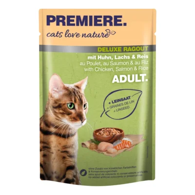 PREMIERE cats love nature Deluxe Ragout avec du  poulet, saumon et riz 24x100 g