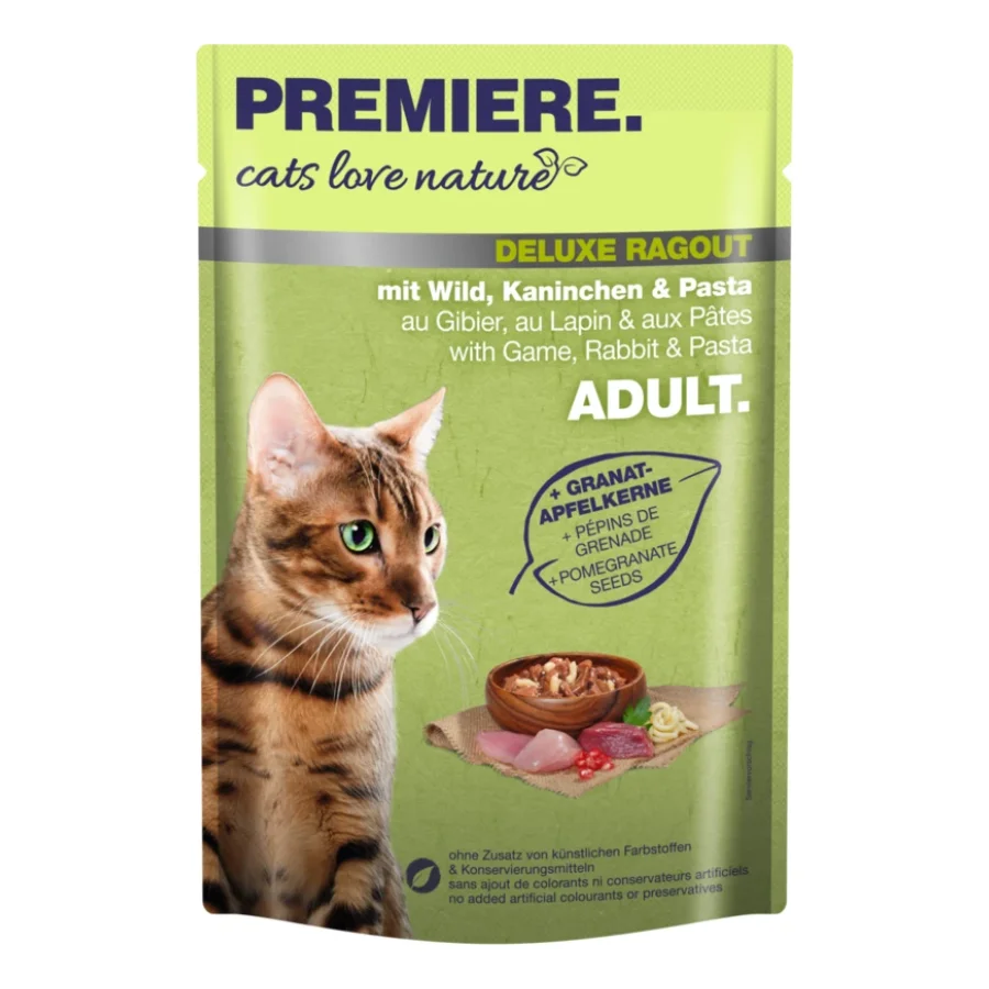 PREMIERE cats love nature Deluxe Ragout avec gibier, lapin et pâtes 24x100 g