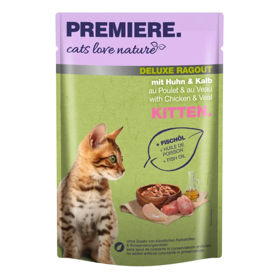 PREMIERE cats love nature Deluxe Ragout Kitten Veau et poulet 96x100 g