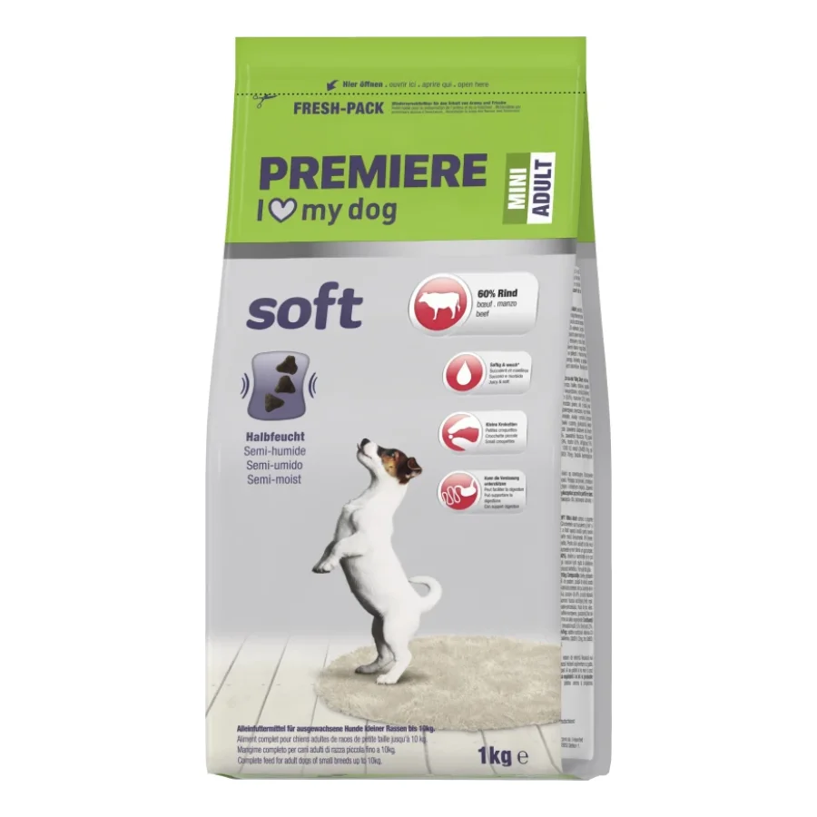 PREMIERE Croquettes Chien Soft Adulte Mini Bœuf Bœuf 1 kg