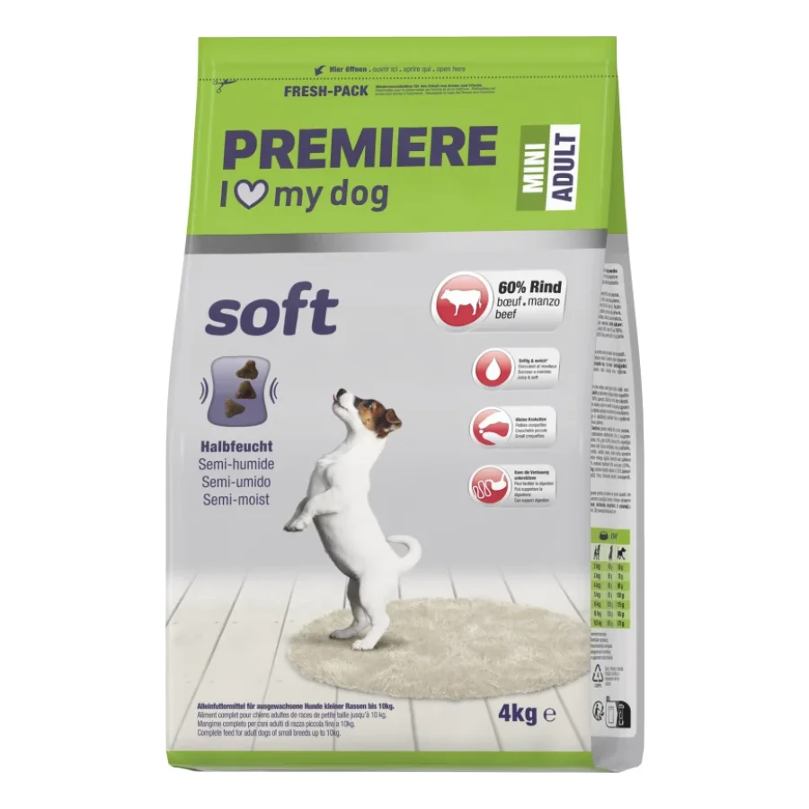 PREMIERE Croquettes Chien Soft Adulte Mini Bœuf Bœuf 4 kg