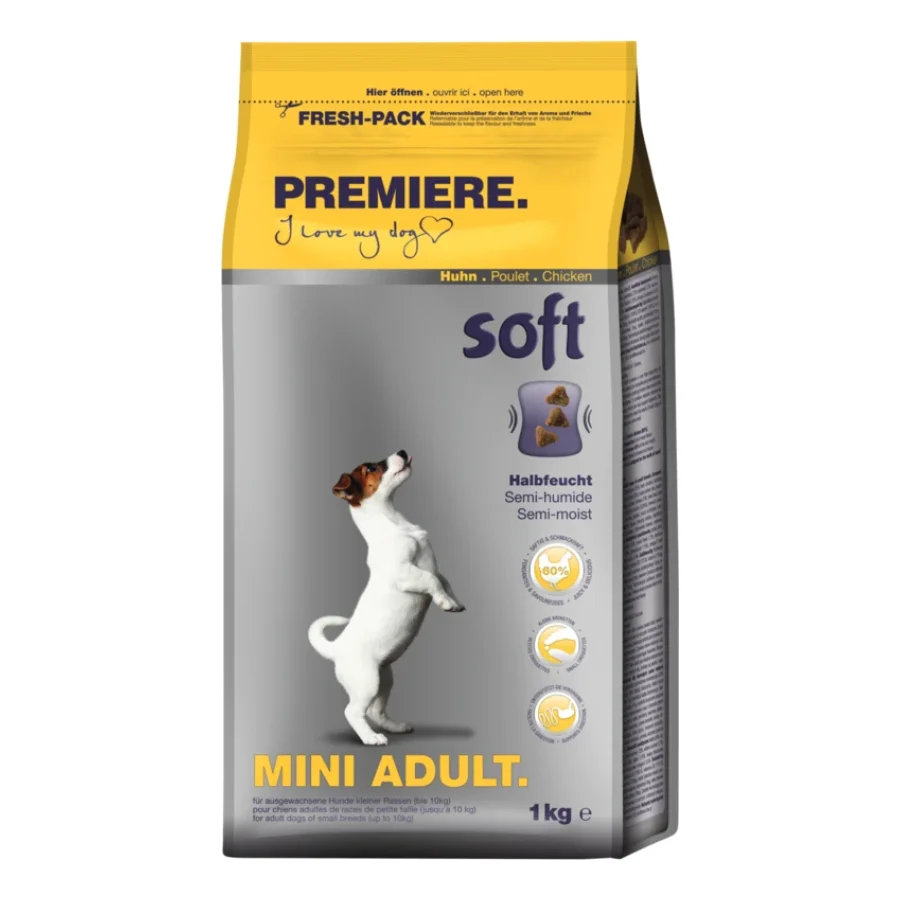 PREMIERE Croquettes Chien Soft Adulte Mini Bœuf Volaille 1 kg