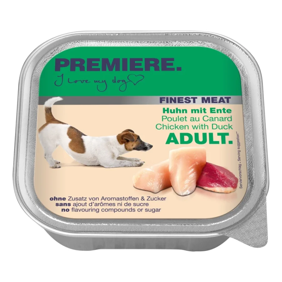PREMIERE Finest Meat nourriture humide pour chien, adulte Poulet et canard 10x150 g