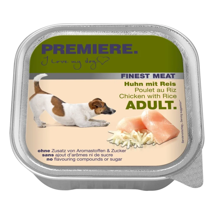 PREMIERE Finest Meat nourriture humide pour chien, adulte Poulet et riz 10x150 g