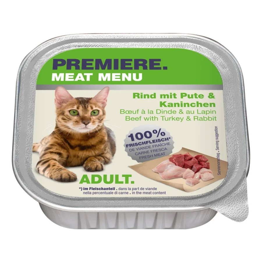 PREMIERE Meat Menu Adult Bœuf à la dinde et au lapin 64x100 g
