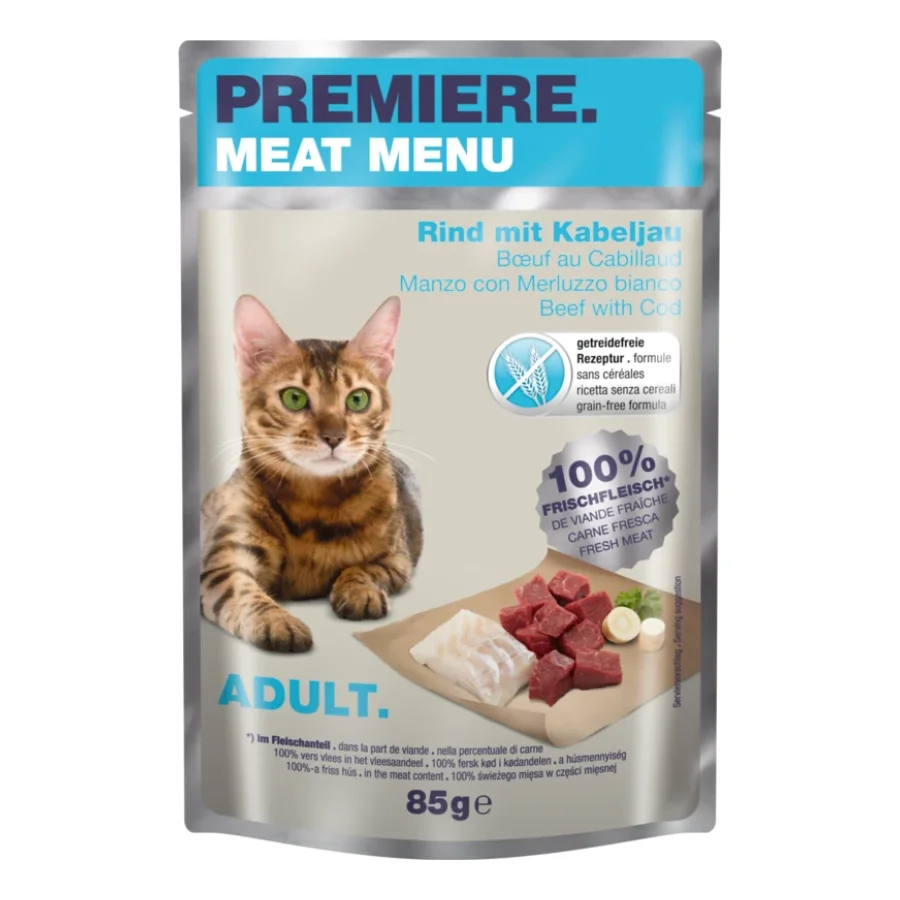 PREMIERE Meat Menu Adult Bœuf au cabillaud 48x85 g