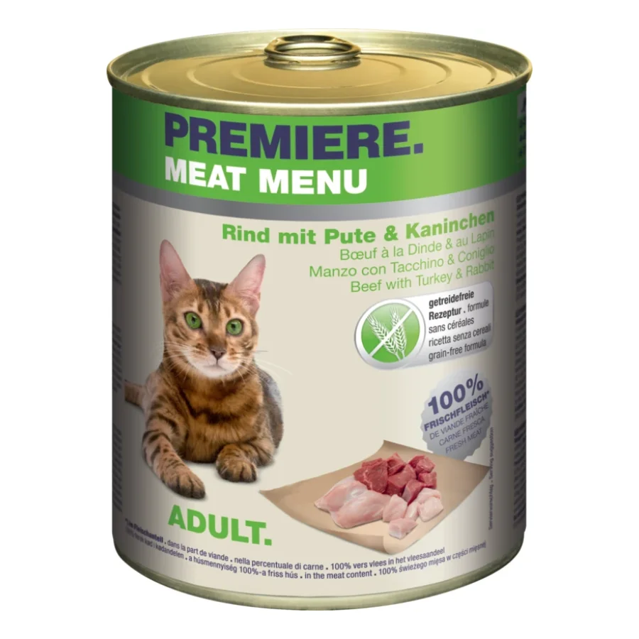 PREMIERE Meat Menu Adulte Bœuf à la dinde et au lapin 24x800 g