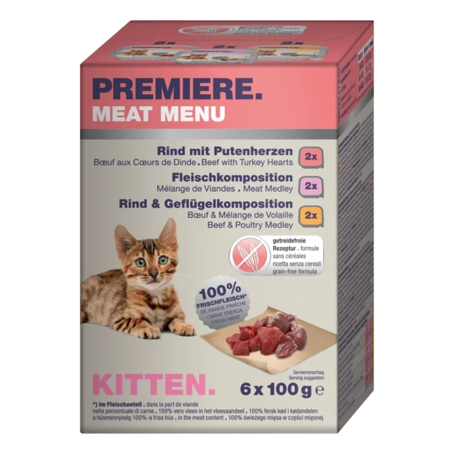 PREMIERE Meat Menu pour chatons, 6 x 100 g