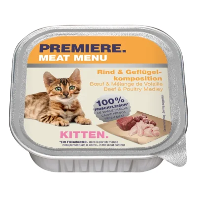 PREMIERE Meat Menu pour chatons Boeuf & Mélange de volaille 32x100 g