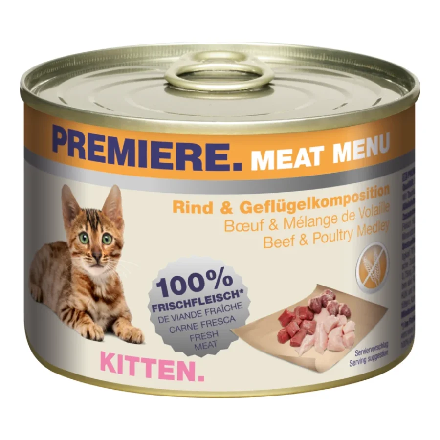 PREMIERE Meat Menu pour chatons Boeuf & Mélange de volaille 6x200 g