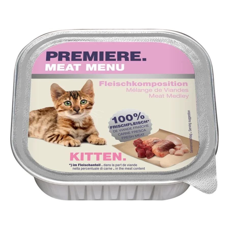 PREMIERE Meat Menu pour chatons Mélange de viandes 64x100 g