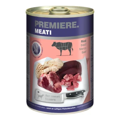 PREMIERE Meati nourriture humide pour chien, adulte Bœuf 6x400 g