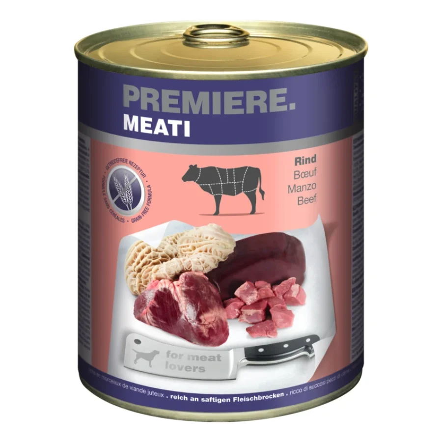 PREMIERE Meati nourriture humide pour chien, Adulte, Bœuf 6x800 g