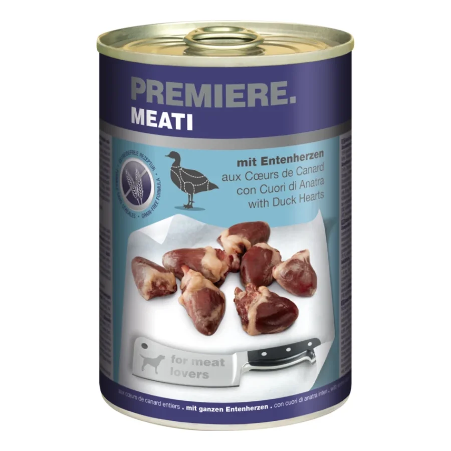 PREMIERE Meati nourriture humide pour chien, adulte Cœur de canard 12x400 g