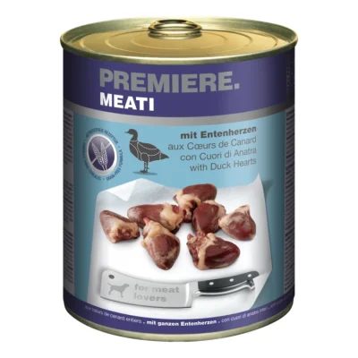 PREMIERE Meati nourriture humide pour chien, Adulte, Cœur de canard 24x800 g