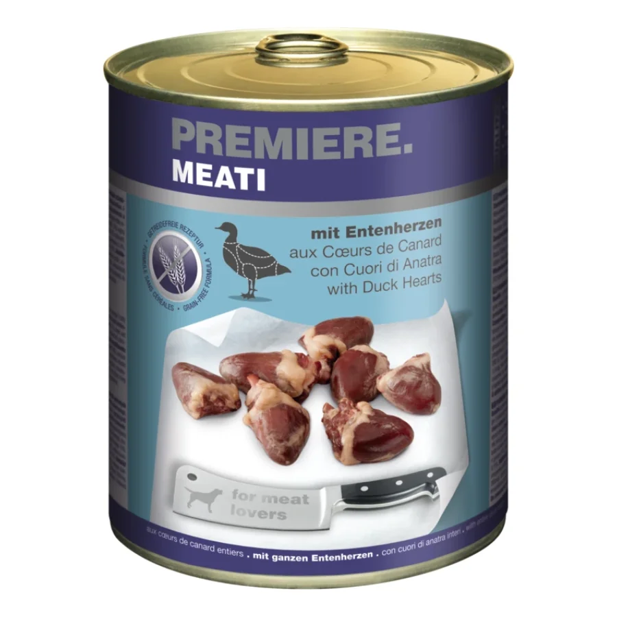 PREMIERE Meati nourriture humide pour chien, Adulte, Cœur de canard 6x800 g