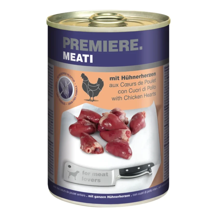 PREMIERE Meati nourriture humide pour chien, adulte Cœur de poulet 12x400 g