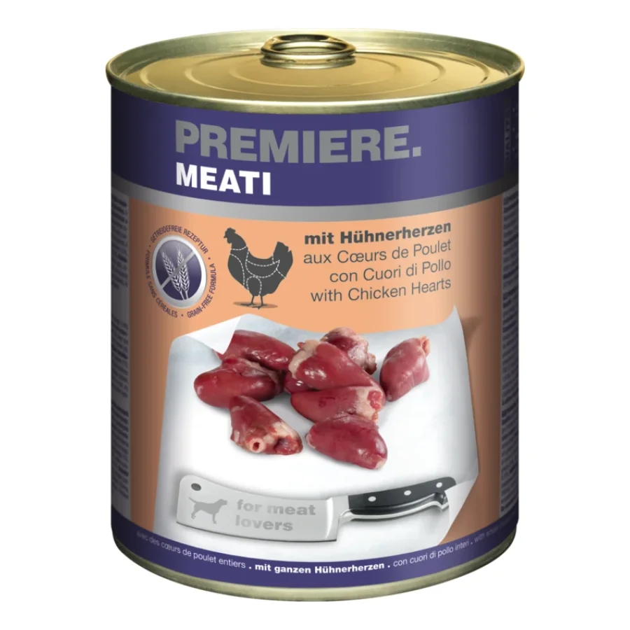 PREMIERE Meati nourriture humide pour chien, Adulte, Cœur de poulet 6x800 g