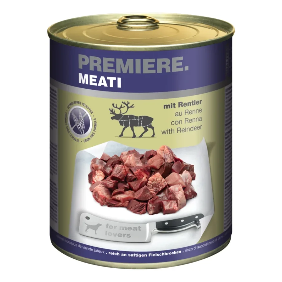 PREMIERE Meati nourriture humide pour chien, Adulte, Renne 6x800 g