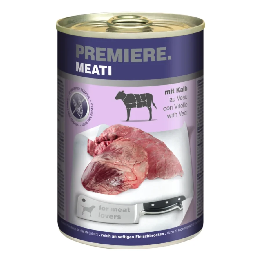PREMIERE Meati nourriture humide pour chien, adulte Veau 24x400 g